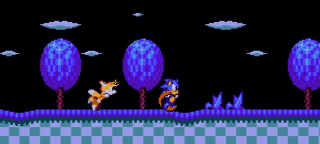 sonic the hedgehog and tails are fighting each other in a video game