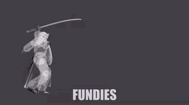 a black and white image of a bird with the word fundies below it