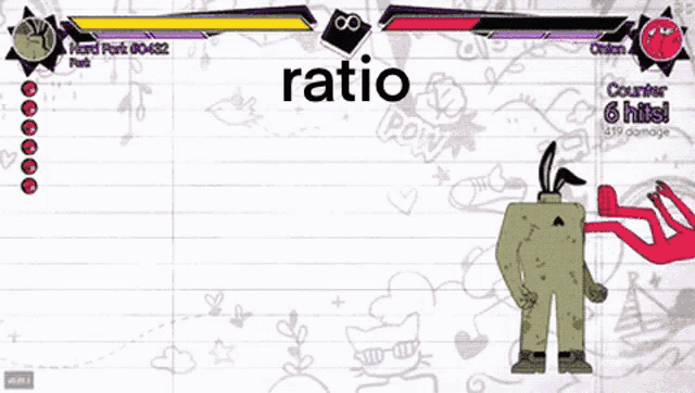 a video game with the word ratio at the top of it