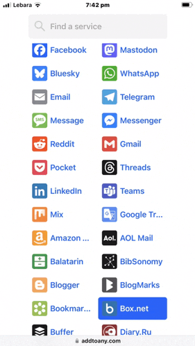 a screenshot of a phone screen that says find a service at the top