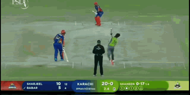 a screenshot of a cricket match between sharjeel babar and shaheen