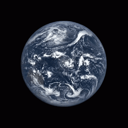 a view of the earth from space shows a few clouds