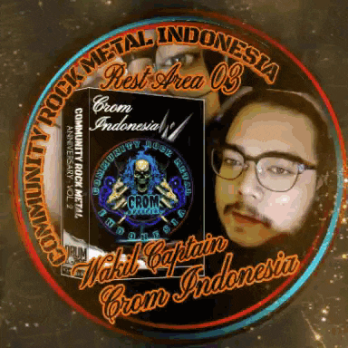 a picture of a man in a circle that says community rock metal indonesia best area 03