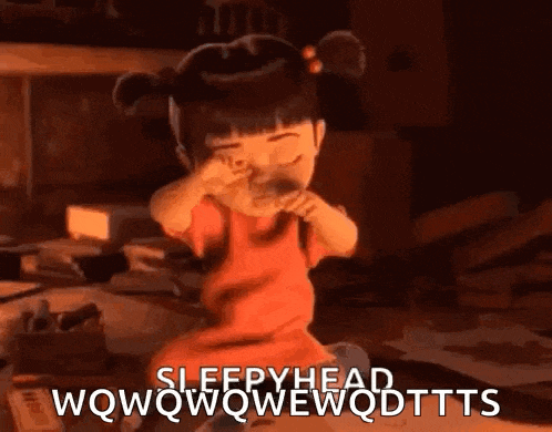 boo from monsters inc is covering her eyes with her hand