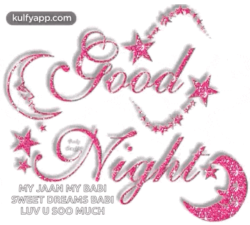 a good night greeting card with a pink crescent moon and stars .