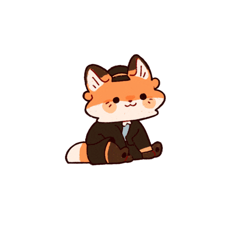 a cartoon of a fox wearing a black suit and a hat