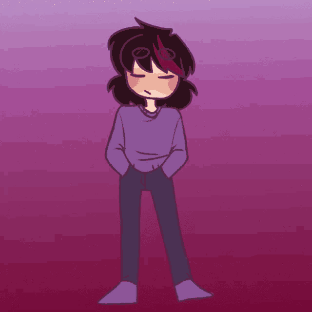 a cartoon drawing of a person with their eyes closed