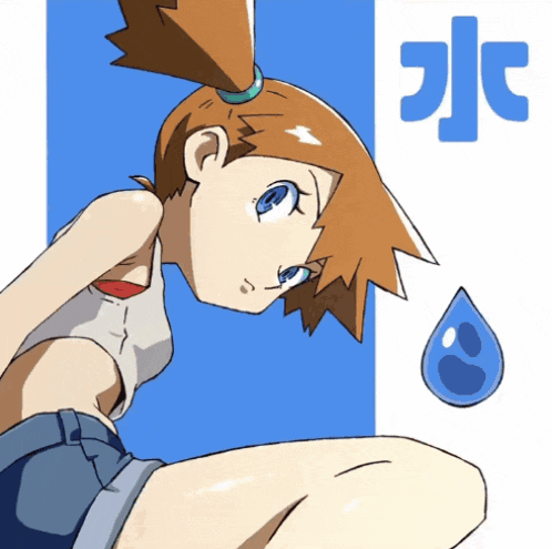 a cartoon drawing of a girl with a drop of water and the letter g on the bottom right