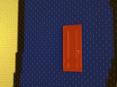 a cartoon character with a sad face is peeking out of a door
