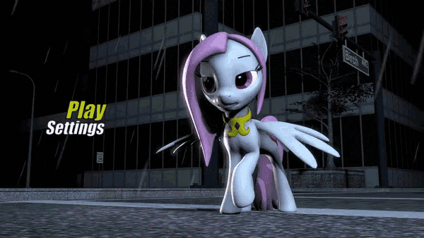 a picture of a pony with the words play settings on the bottom