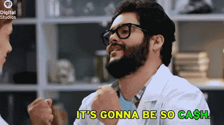 a man with a beard and glasses says " it 's gonna be so cash "