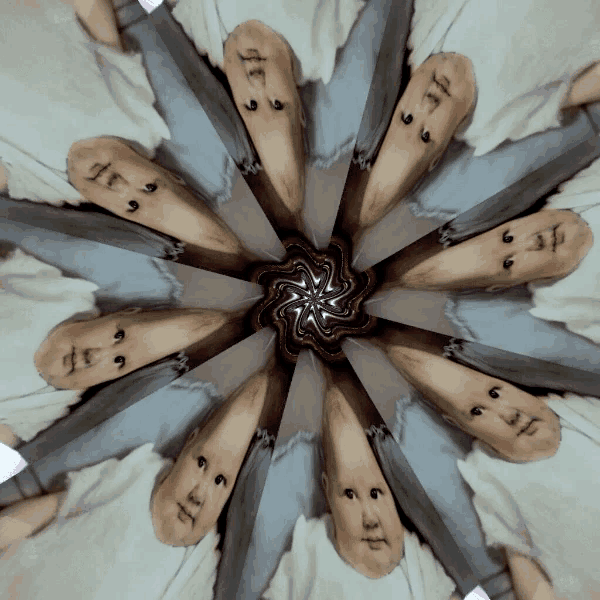 a kaleidoscope of people 's faces with the letters a and t on them