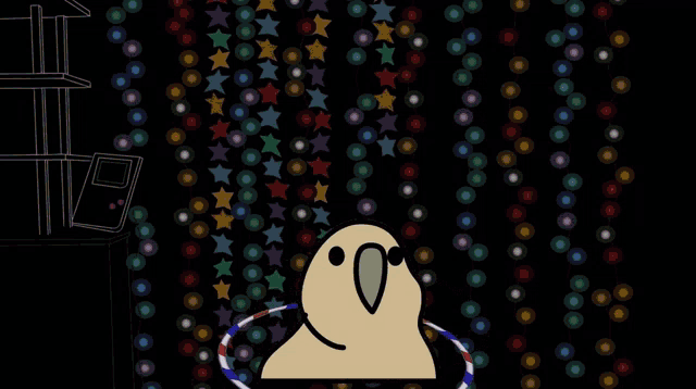 a cartoon of a bird with a hula hoop