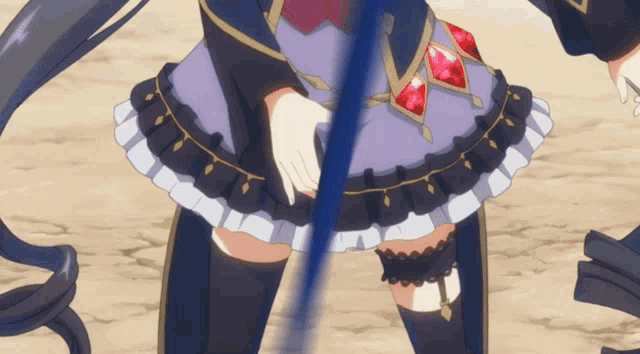 a close up of a girl 's skirt and thigh high socks