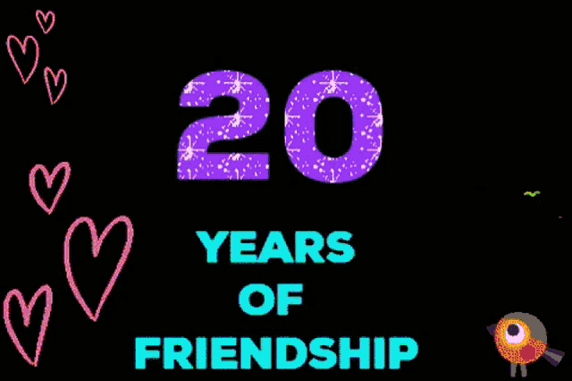 a black background with hearts and the number 20