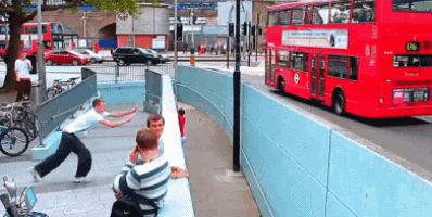a double decker bus with the number 06 on the side
