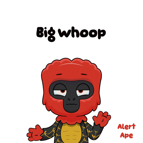 a cartoon of a gorilla with the words big whoop alert ape below it