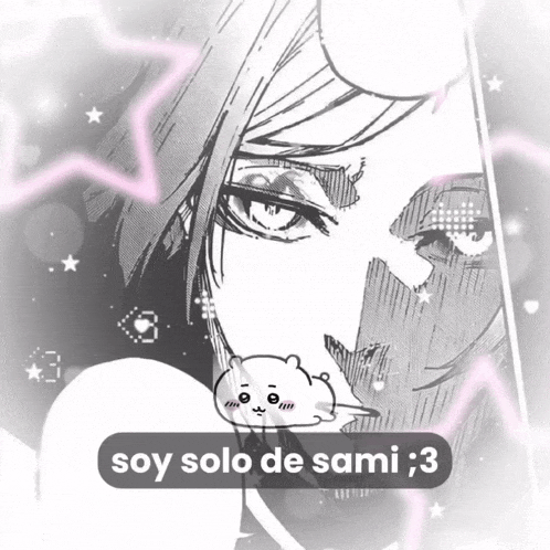 a black and white drawing of a woman with the words soy solo de sami
