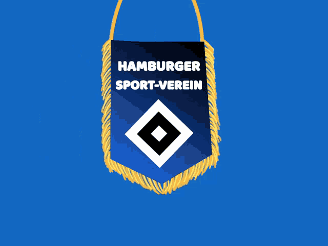 a hamburger sport-verein banner hangs from a rope on a blue background