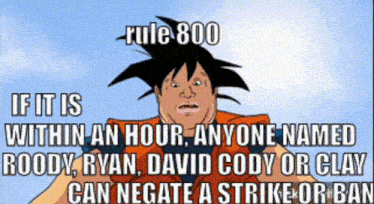 a cartoon of a man with the words rule 800 written above him