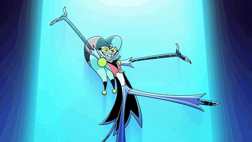 a cartoon character with very long arms and legs is dancing