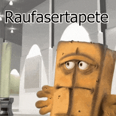 a picture of a cartoon character with the word raufasertapete written above it