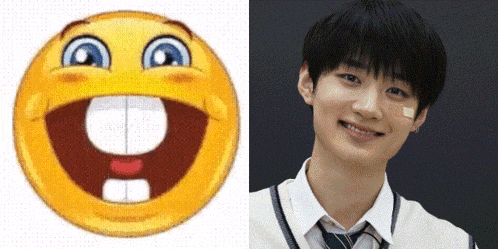 a smiley face next to a picture of a man
