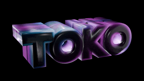 a 3d rendering of the word tko in purple and black