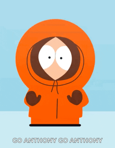 a cartoon character with the words go anthony go anthony below him