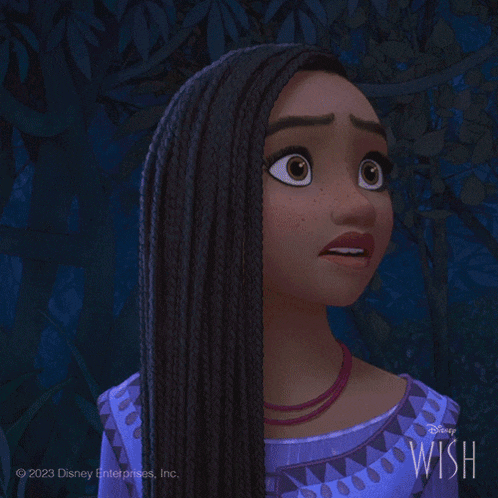 a cartoon of a girl with a surprised look on her face is from the disney wish movie