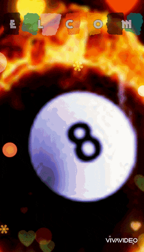 an animated image of a pool ball with the number 8 on it