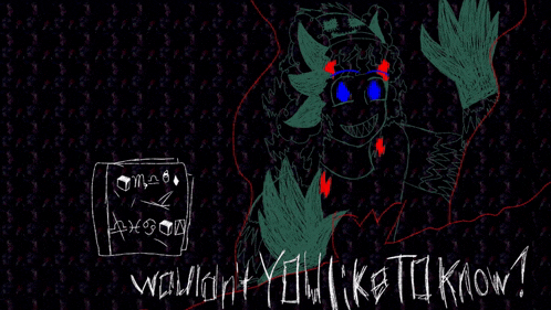 a drawing of a monster with the words " would you like to know " written below it