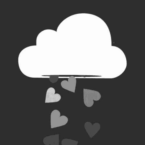 a white cloud with hearts coming out of it