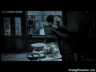 a man and a woman are looking at each other with the words freegifmaker.me in the corner