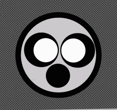 a black and white circle with two white circles inside