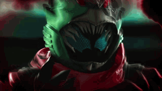 a cartoon character with a green helmet and a red shirt