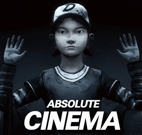 a black and white poster for absolute cinema with a girl in a baseball cap