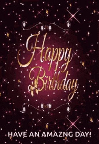 a happy birthday card with a purple background