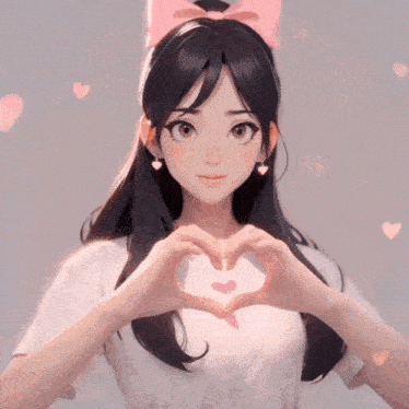 a girl making a heart shape with her hands with the letters hk visible