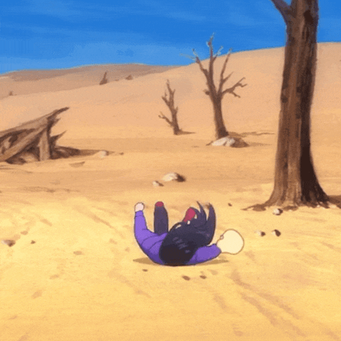 a person laying on their back in the desert
