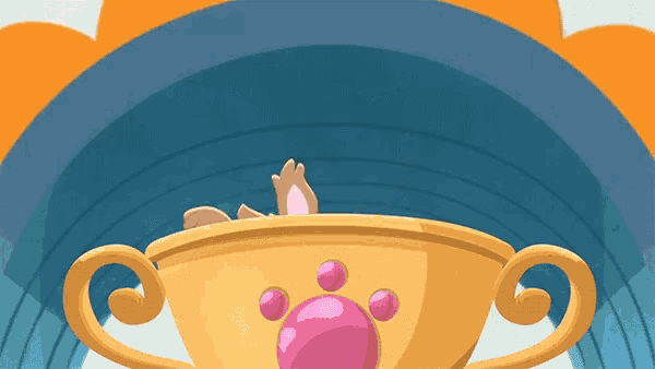 a cartoon illustration of a gold trophy with a paw print on it