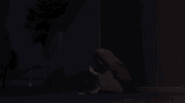 a cartoon drawing of a person running in the dark