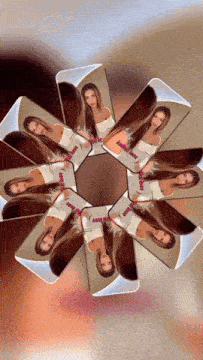 a kaleidoscope of images of a woman with the word amanda on the bottom left