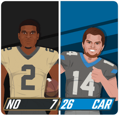 a drawing of two football players with the number 2 and 14 on them