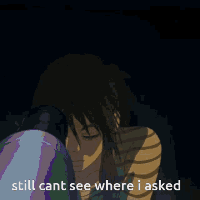 a pixel art drawing of a girl with the words still cant see where i asked