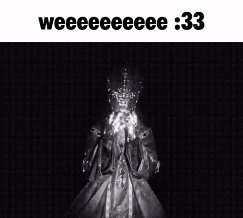 a black and white photo of a person with the words weeeeeeeee 3:33 on the top