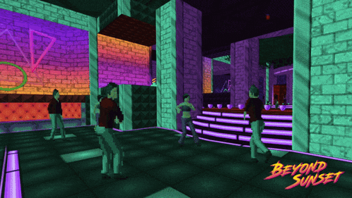 a video game called beyond sunset has people dancing