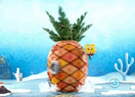 a pineapple with a spongebob squarepants logo on it