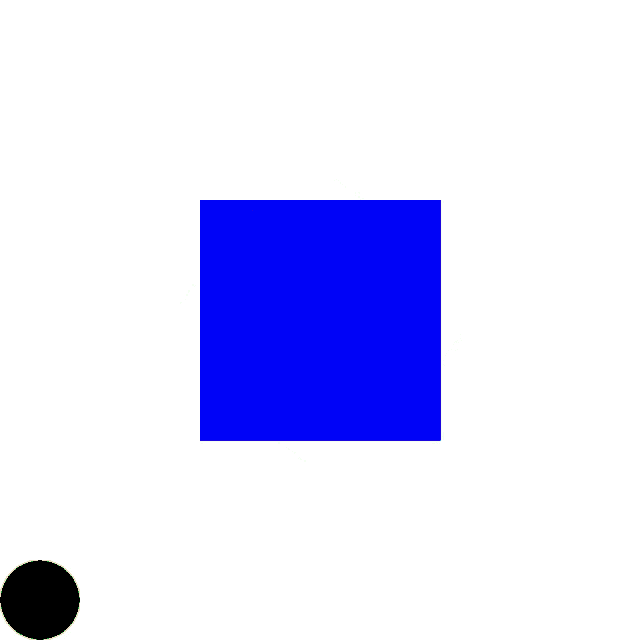 a blue square and a blue circle are floating in the air