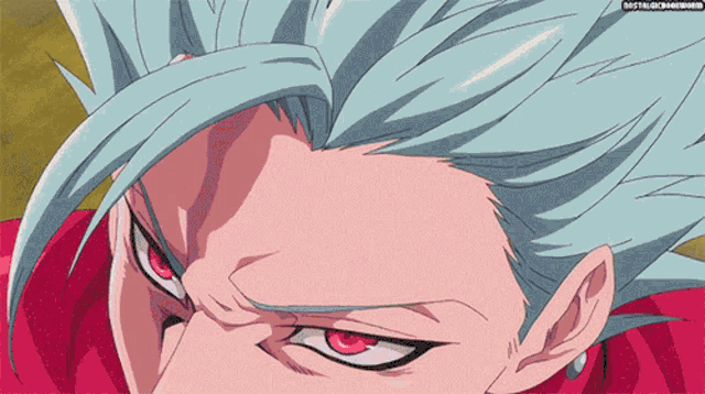 a close up of a person 's face with the words nostalgia on the bottom right corner